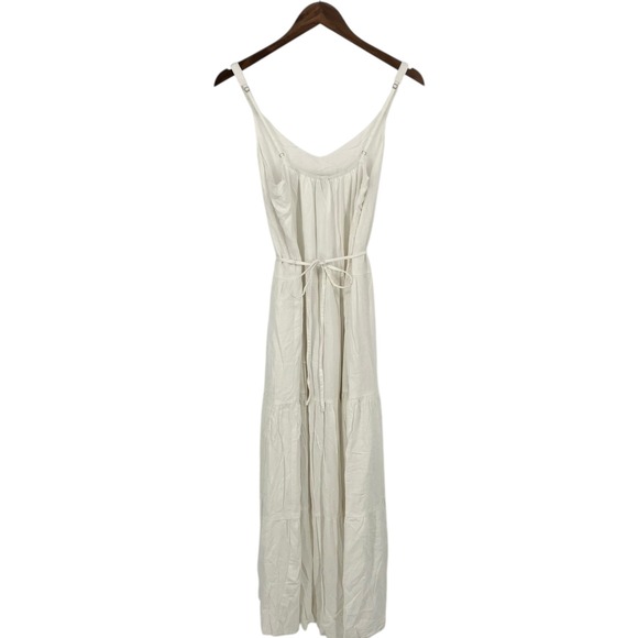 Splendid White Linen Blend Maxi Dress Beach Bohemian Minimalist Cottagecore M - Picture 5 of 10